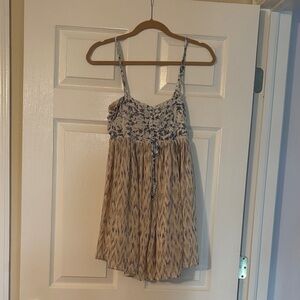 Entro Blue and Beige Patterned Dress